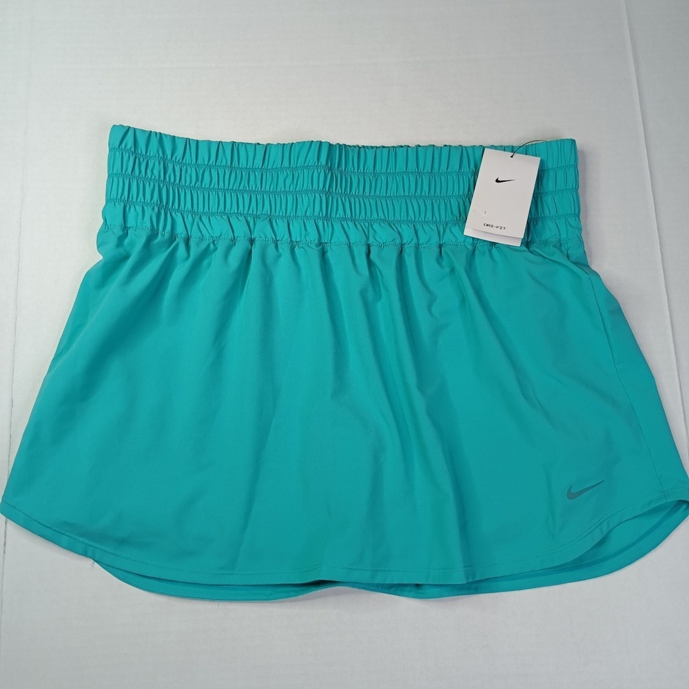 Nike Women's Dri Fit Skort Shorts Ultra High Waisted Size XL Teal FV5567-345 NEW